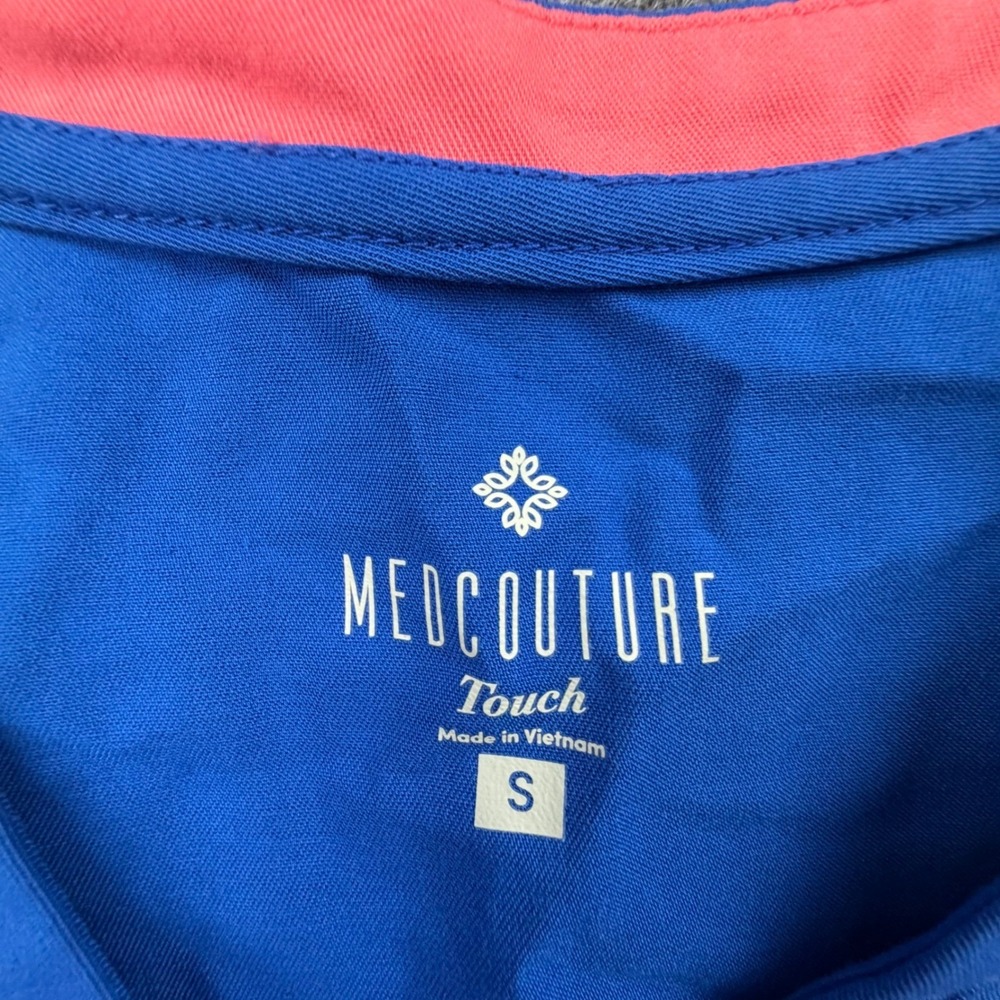 Med Couture Touch Scrub Top Royal Blue Women's Size S Stretch Medical Uniform - Picture 4 of 10